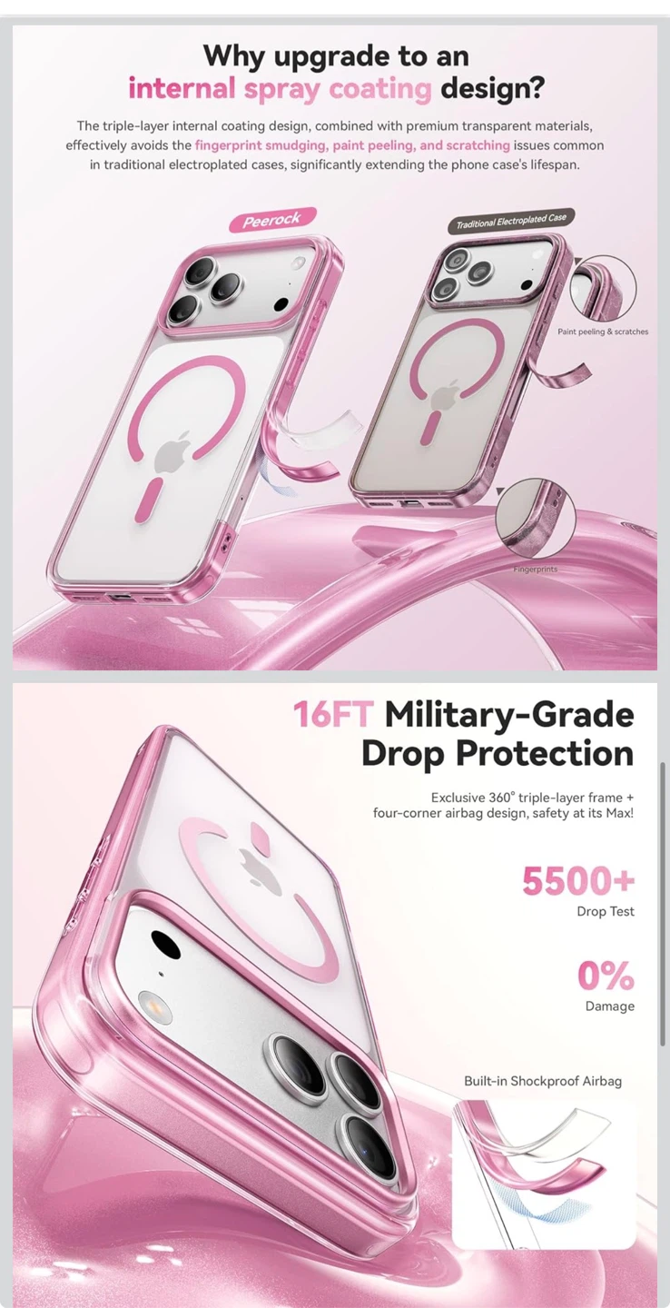 Magnetic Phone Case for iPhone 17 Pro Max - Romantic Sweet Pink - photo 4