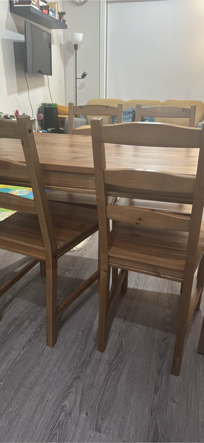 Wooden Dining Table Set with 4 Chairs