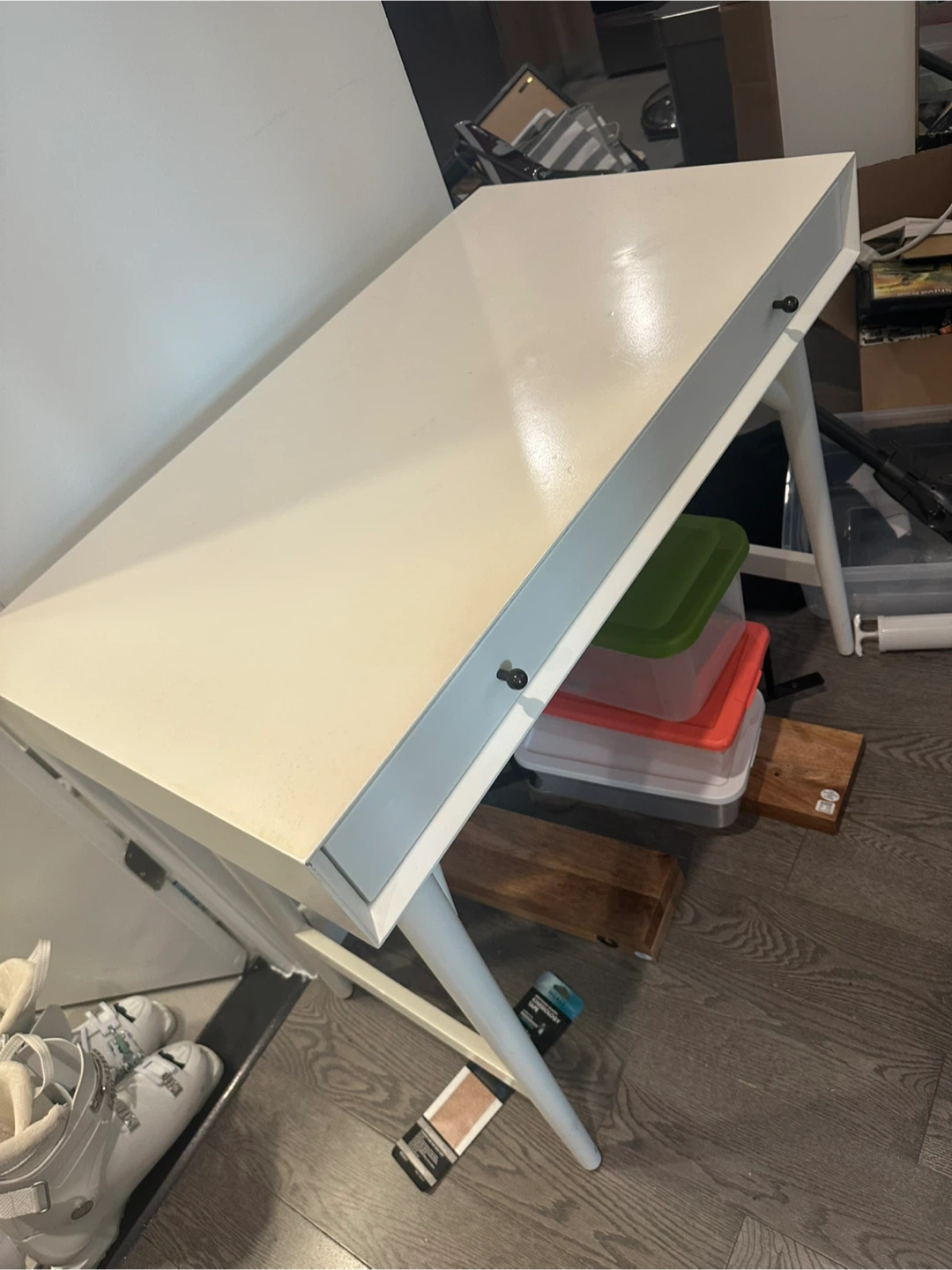 West Elm Mid Century Modern White Wood Desk - photo 2
