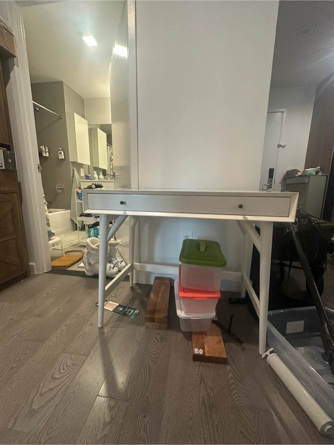 West Elm Mid Century Modern White Wood Desk - photo 4