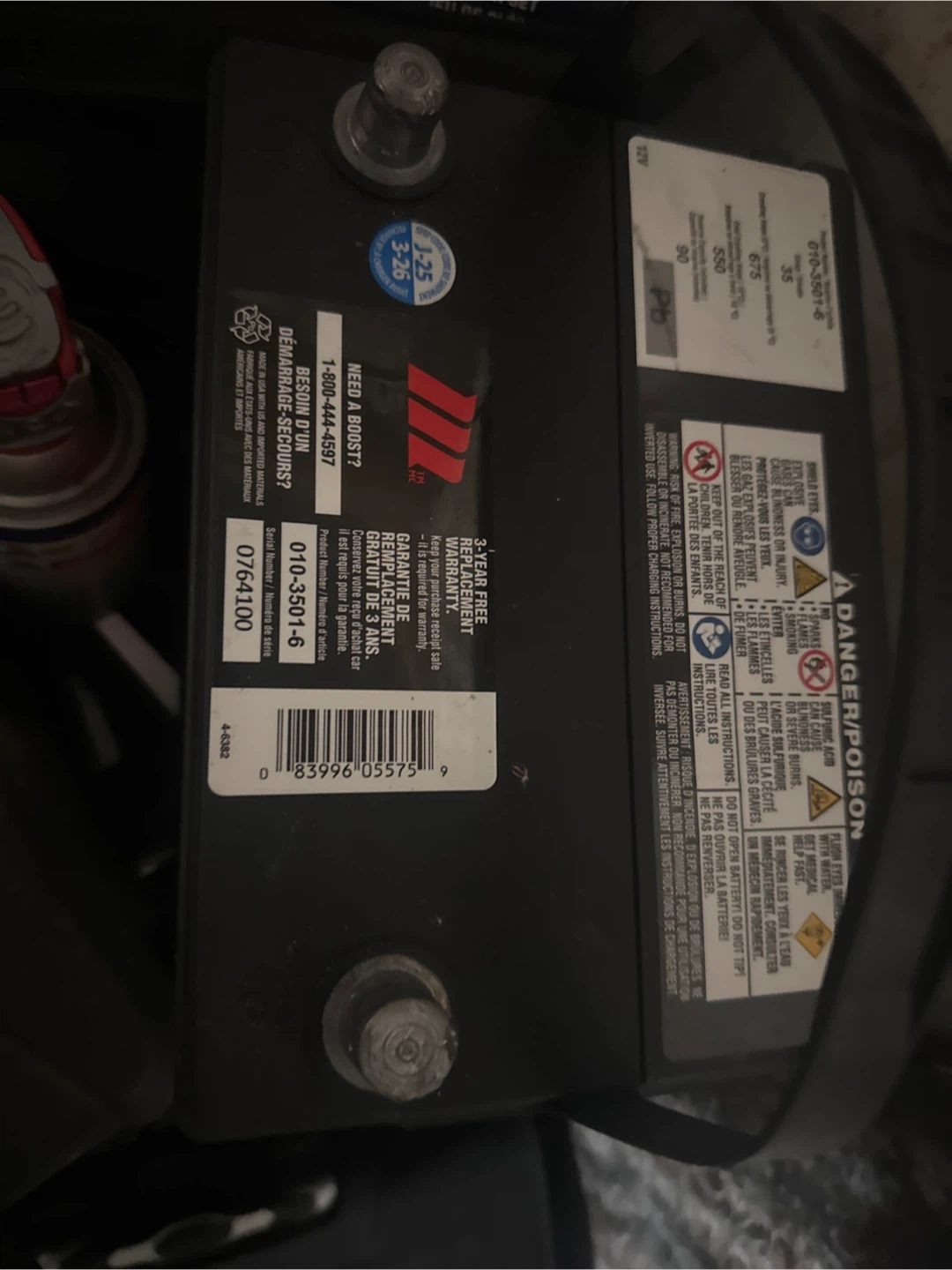 Battery Motomaster 070-3501-6 Auto Battery