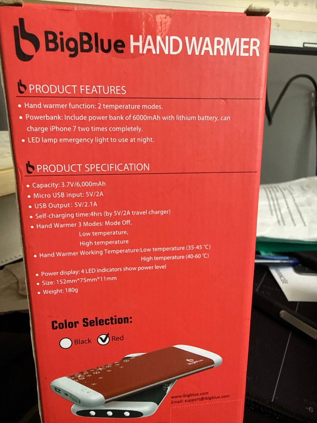 BigBlue 3C-OT620 Hand Warmer - 6000mAh Rechargeable Power Bank - photo 2