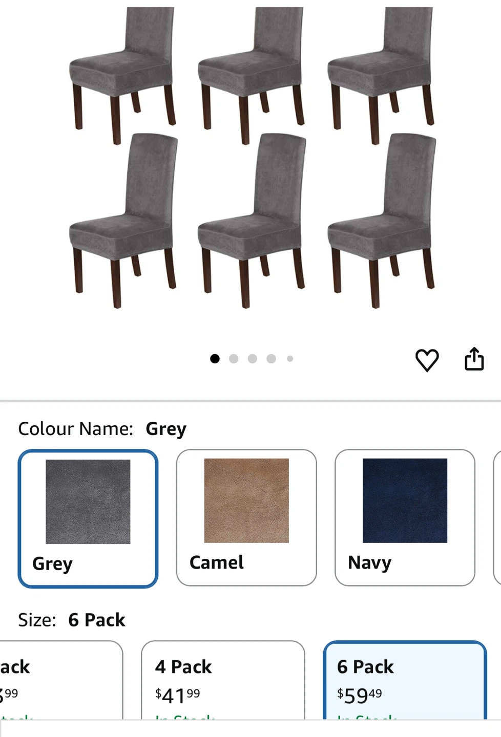 NEW Set of 6 beige velvet Dining Chair Covers