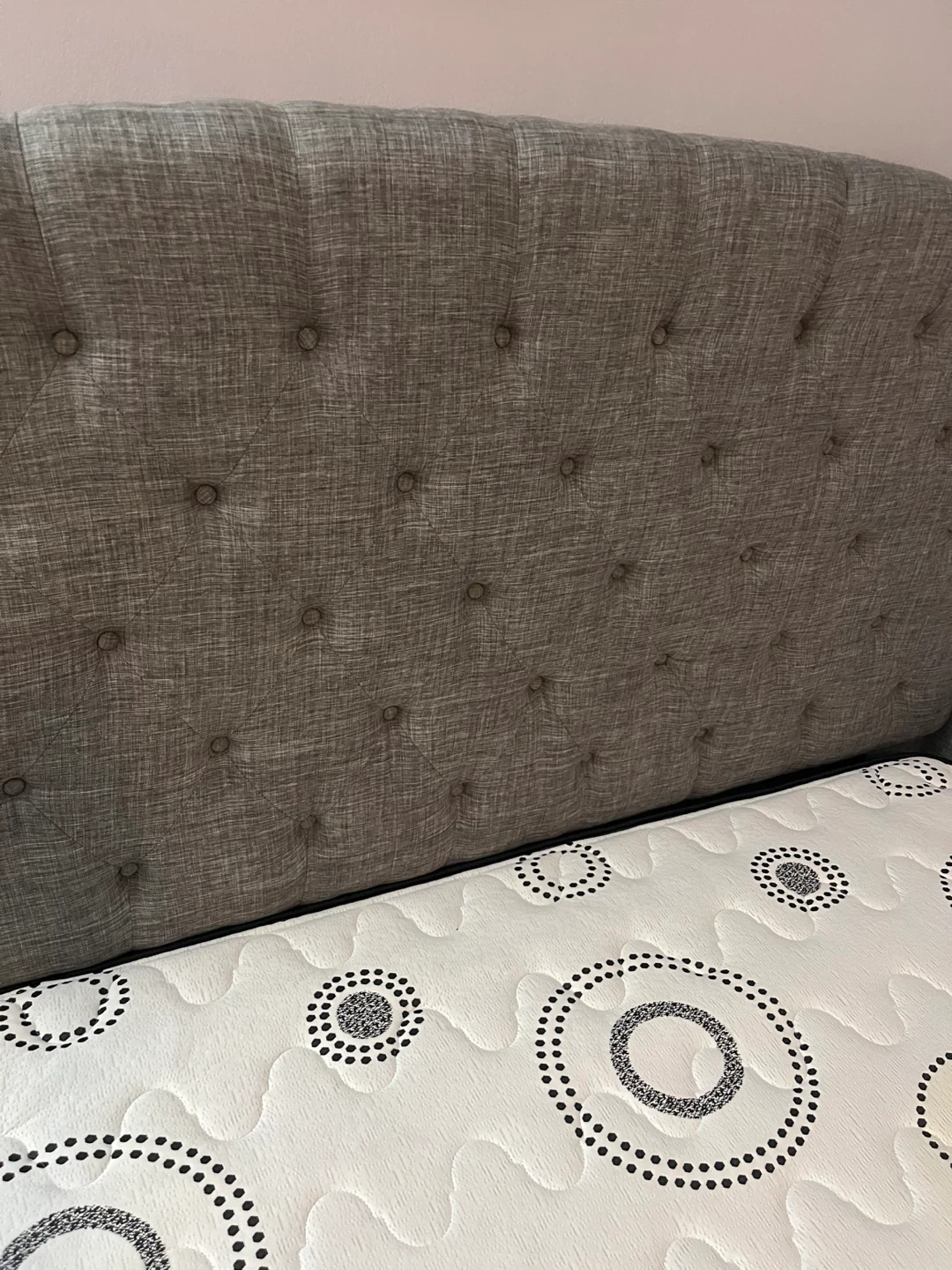 Grey Wingback Tufted Headboard with Mattress - photo 4