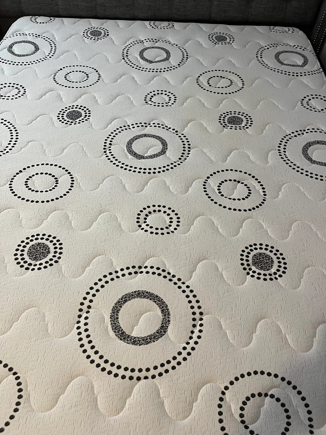 Grey Wingback Tufted Headboard with Mattress
