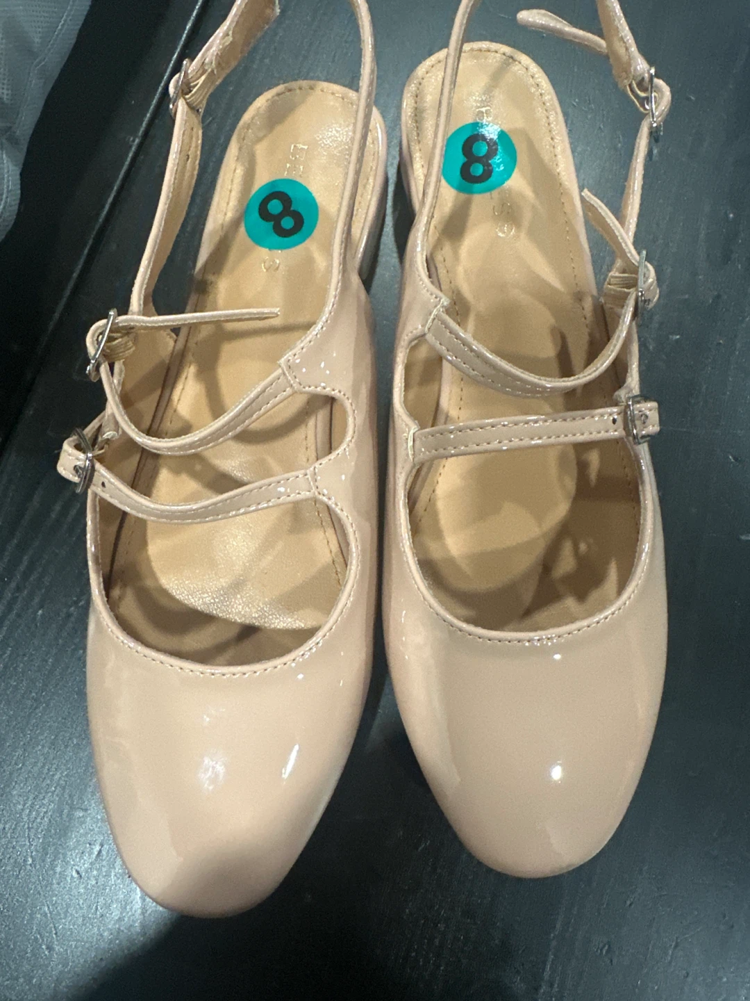 Nude Patent Slingback Flats Size 8