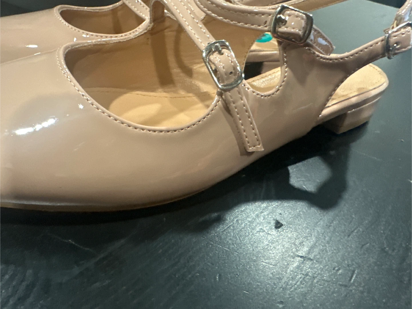 Nude Patent Slingback Flats Size 8 - photo 2