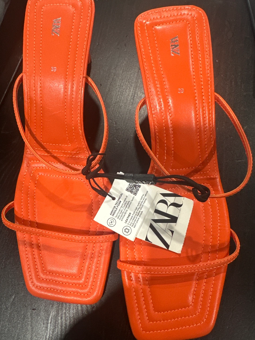 ZARA Orange Heeled Sandals Size 39
