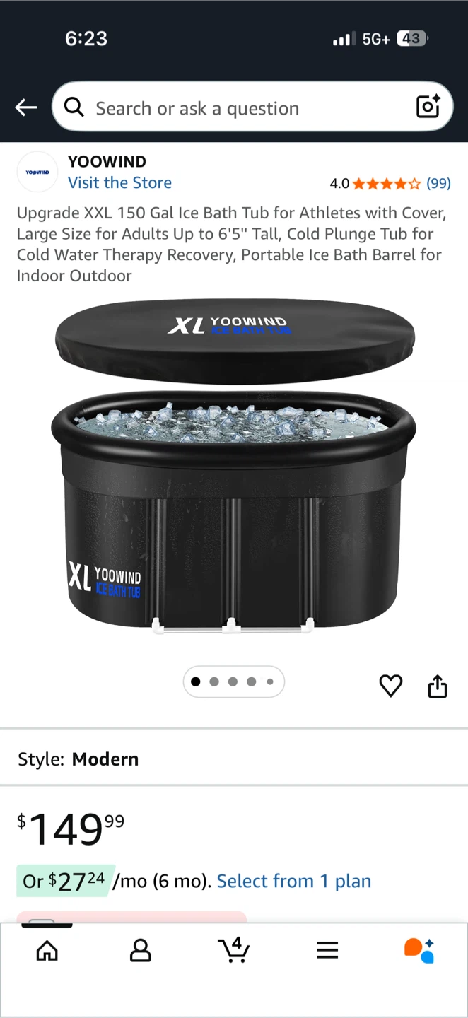 YOO WIND XL Ice Bath Tub with Cover