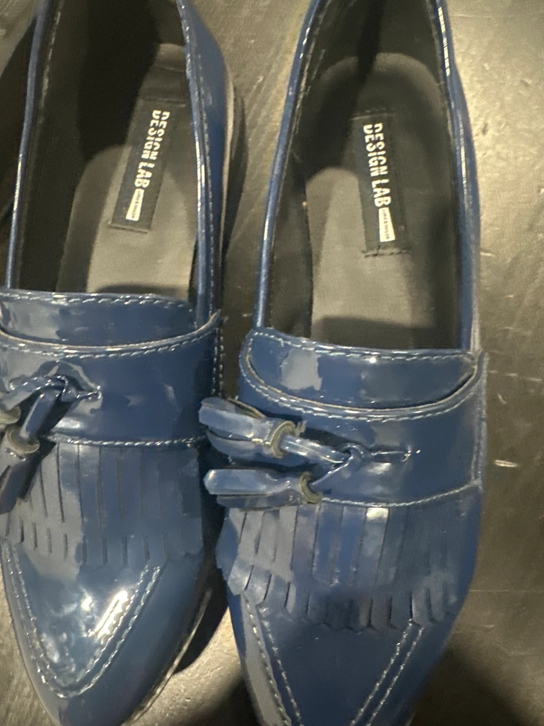 DESIGN LAB Blue Patent Leather Loafers