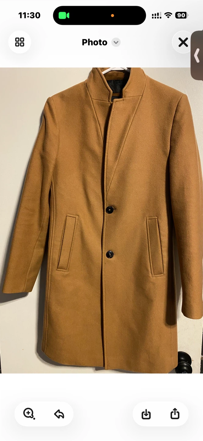 Zara Men's Camel Wool Blend Coat - Small - photo 2