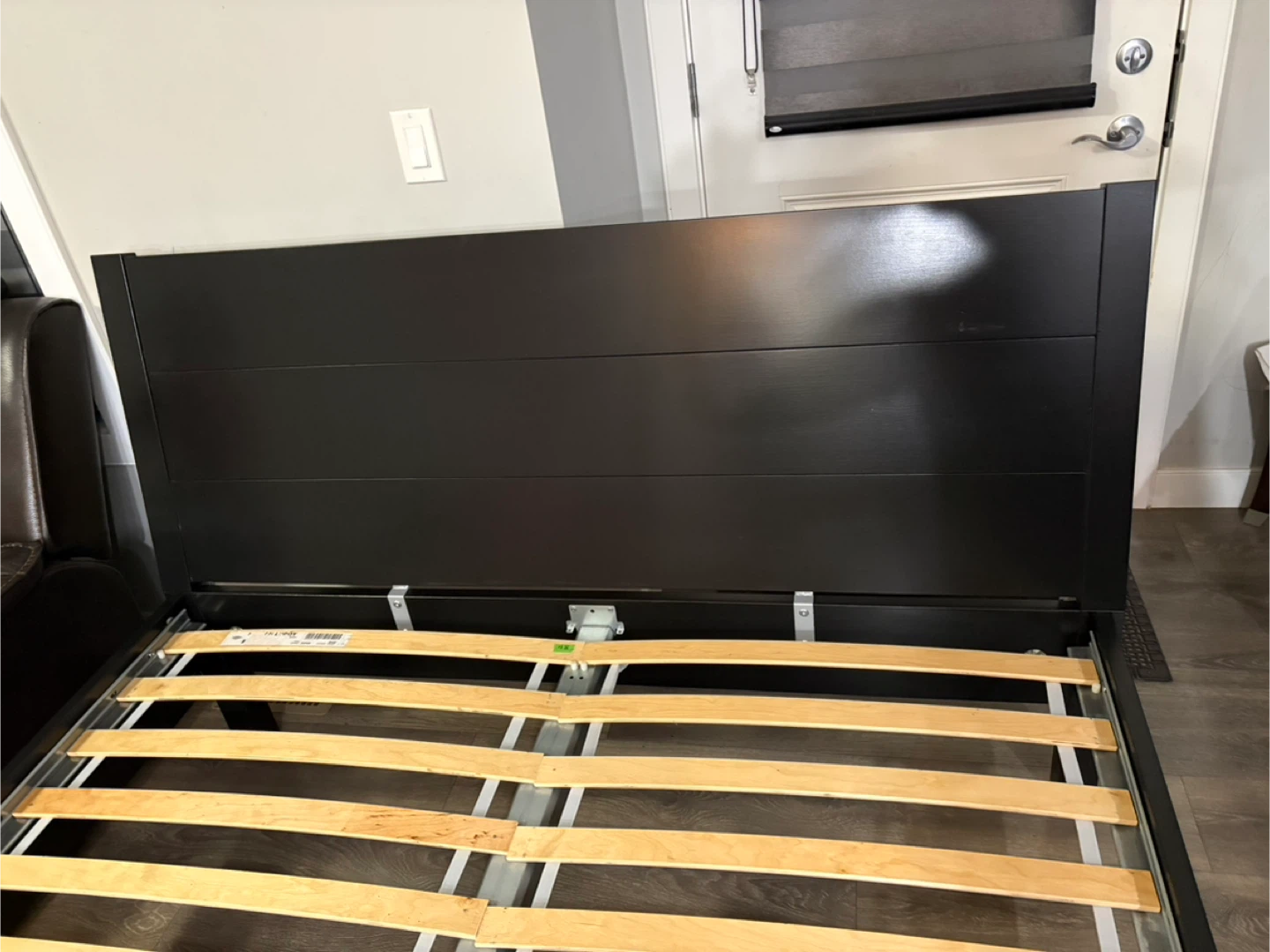Black queen Wooden Bed Frame with Slatted Base - photo 2