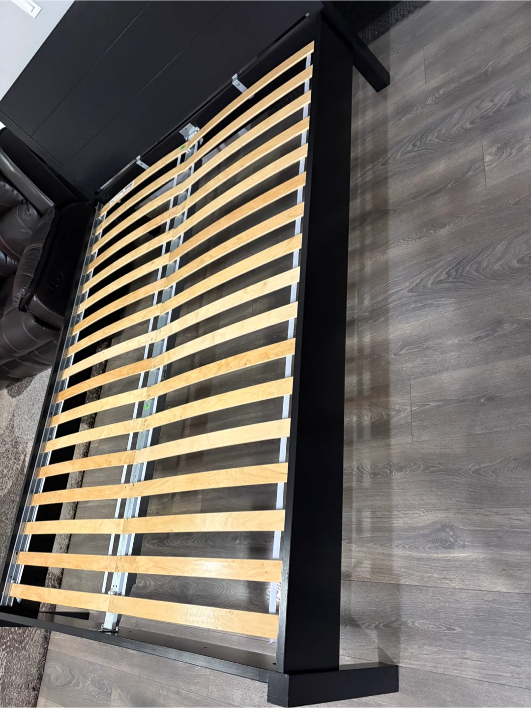 Black queen Wooden Bed Frame with Slatted Base - photo 3
