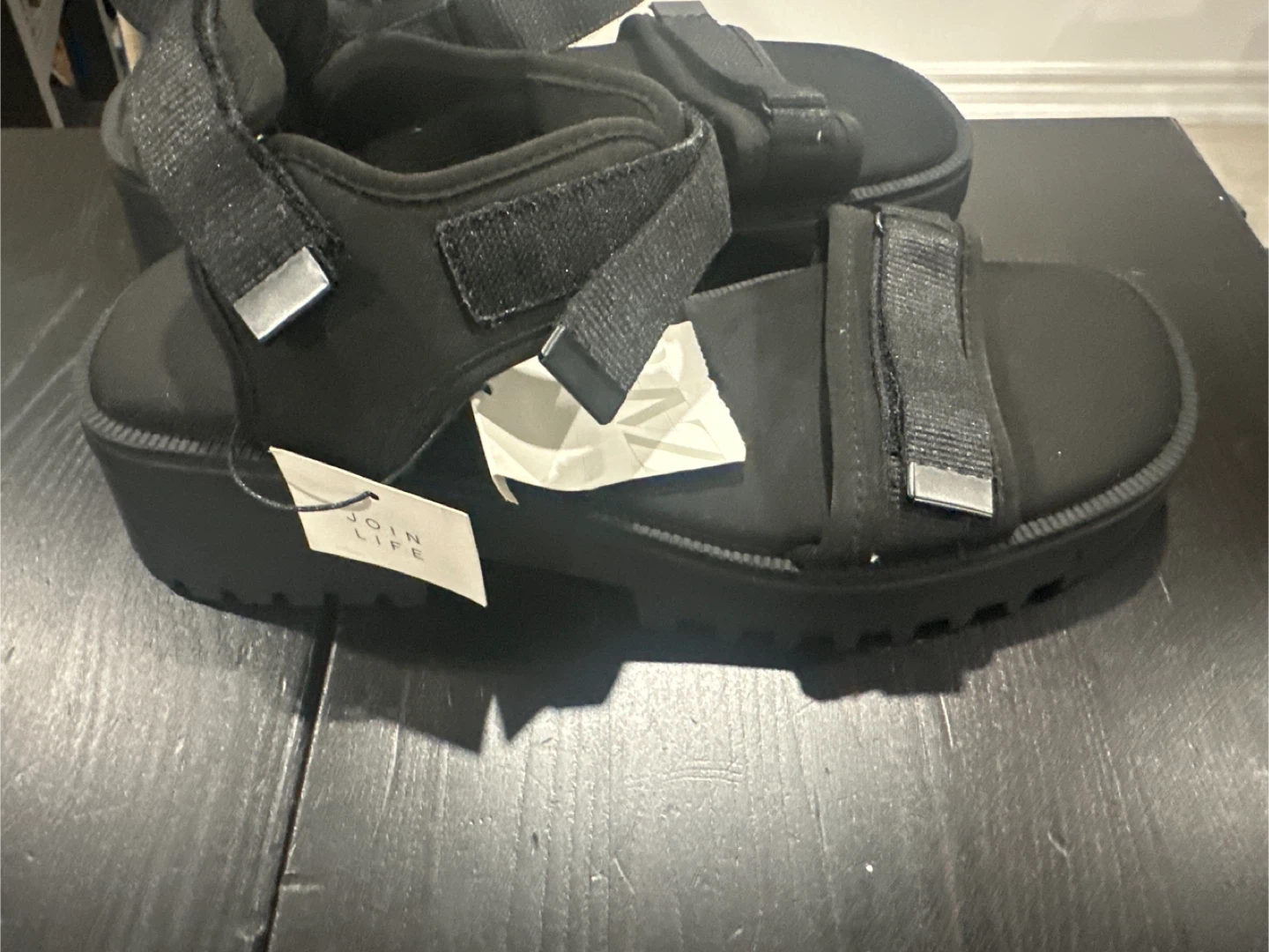 Zara Black Strappy Platform Sandals - Size 39