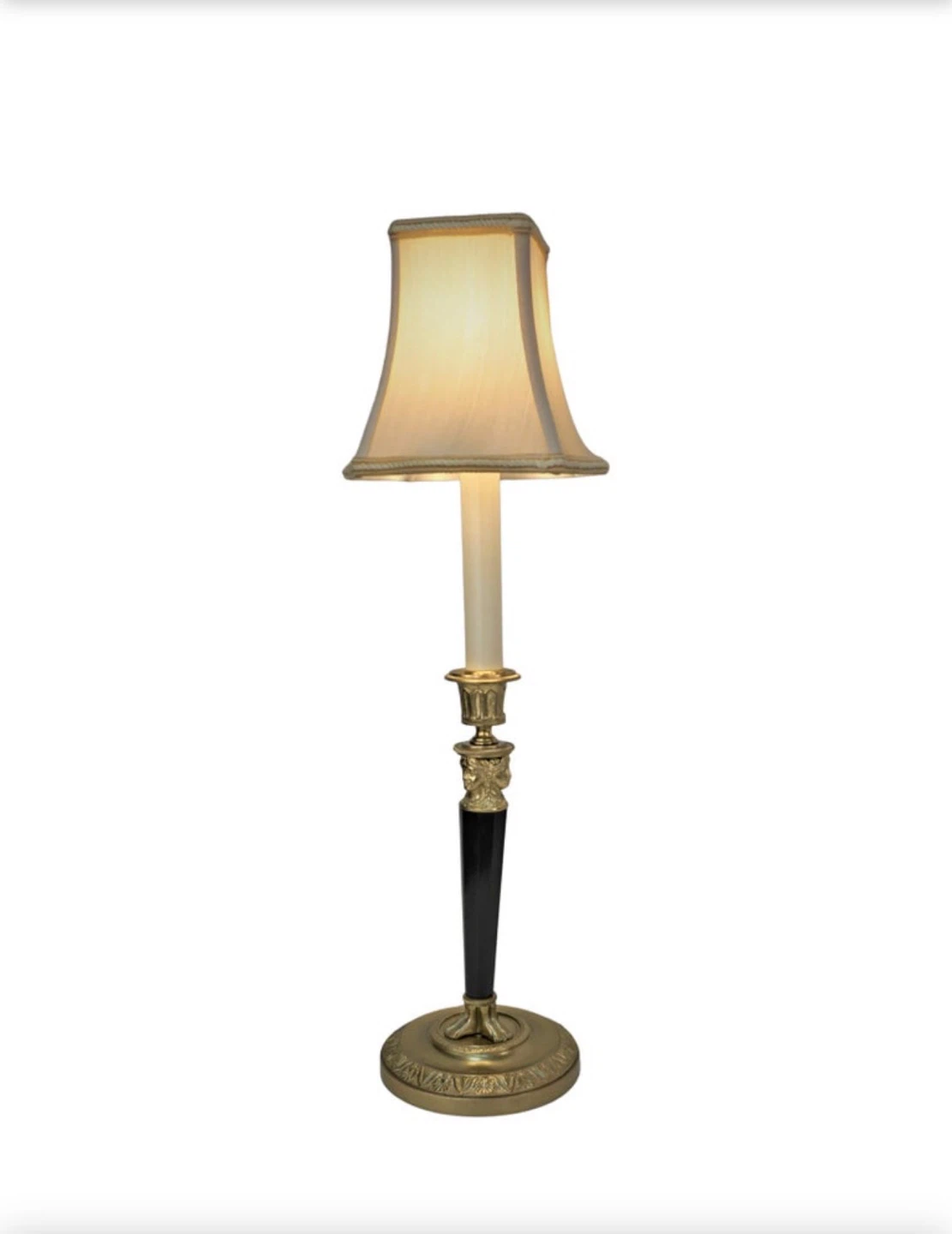 Vintage Candlestick Lamp with Ornate Brass Base