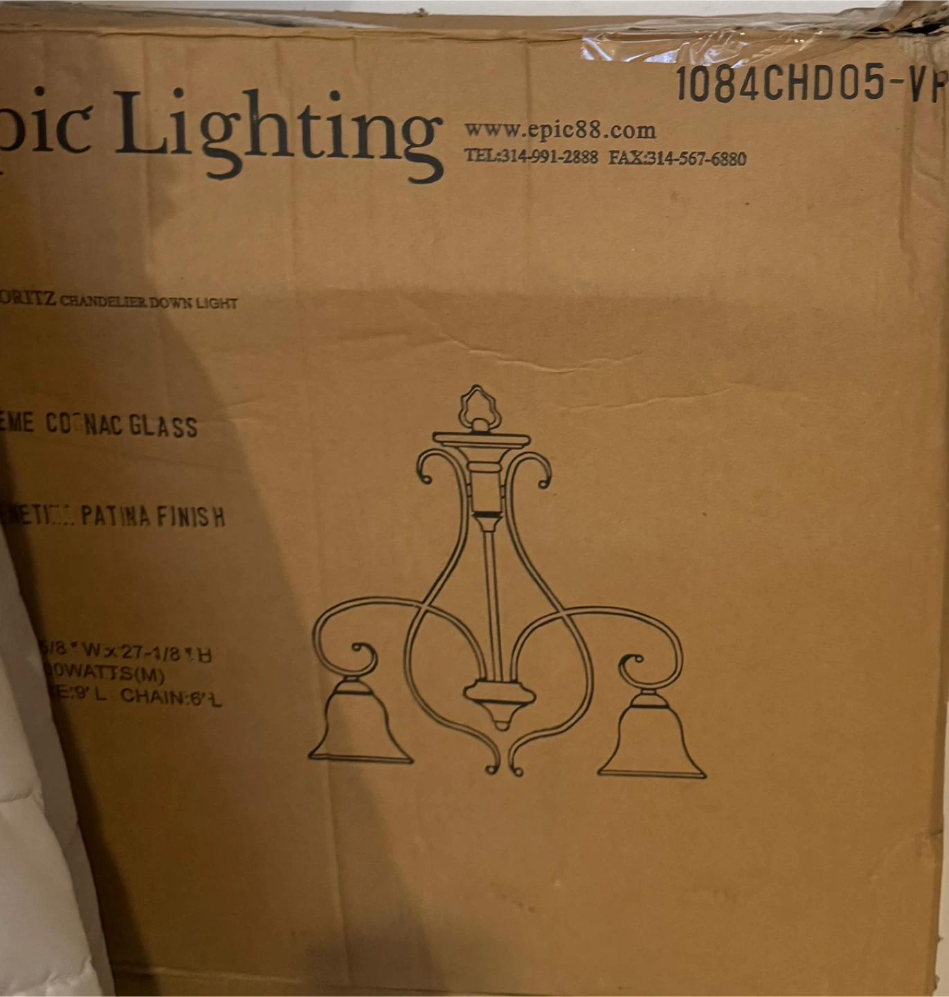 Epic Lighting Moritz Chandelier Down Light - in its box