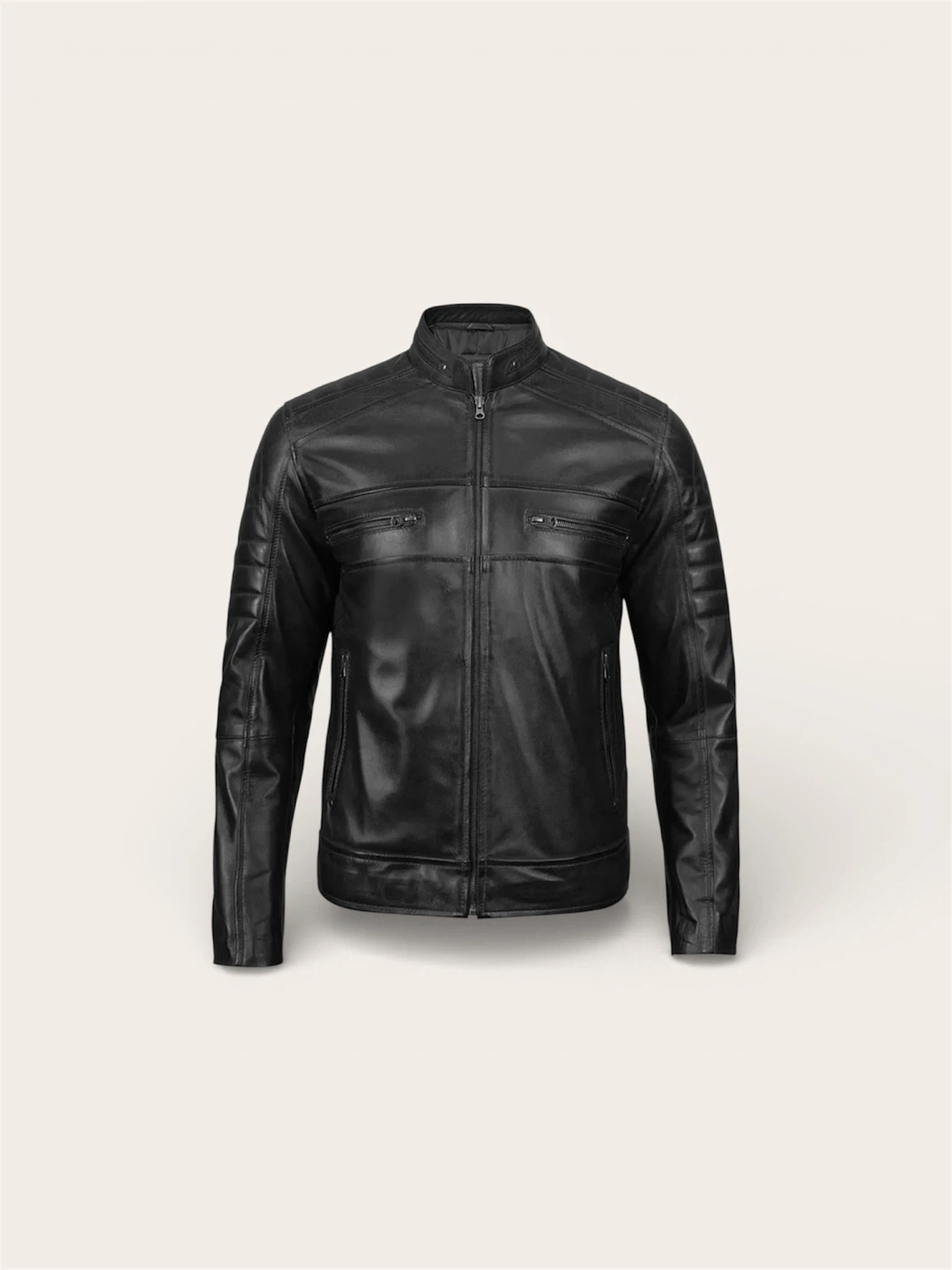 Men's Black lambskin Leather Motorcycle Jacket