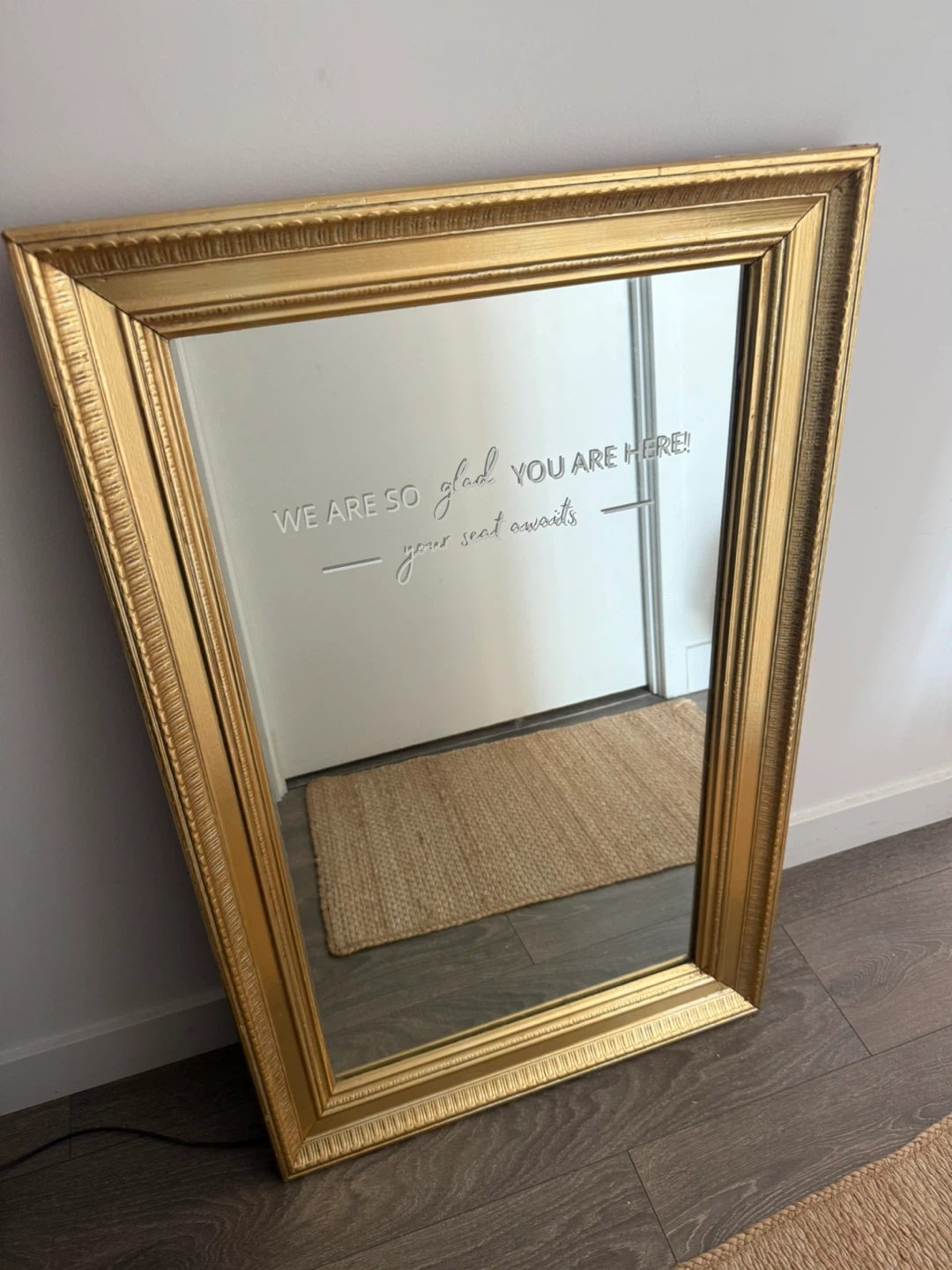 Gold Ornate Mirror (welcome&seating sticker can be removed)