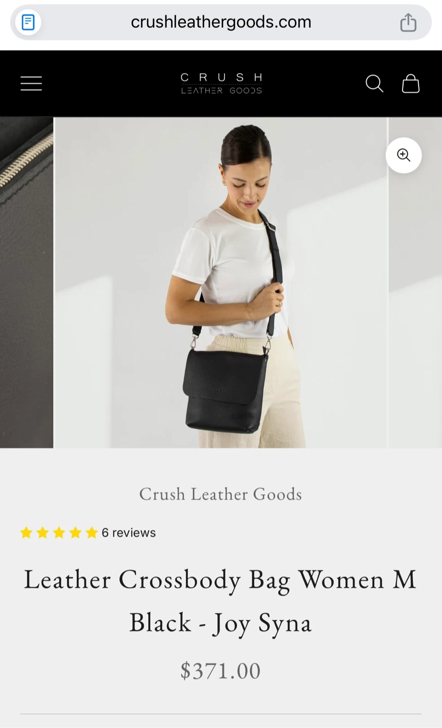 CRUSH Leather Crossbody Bag - Black