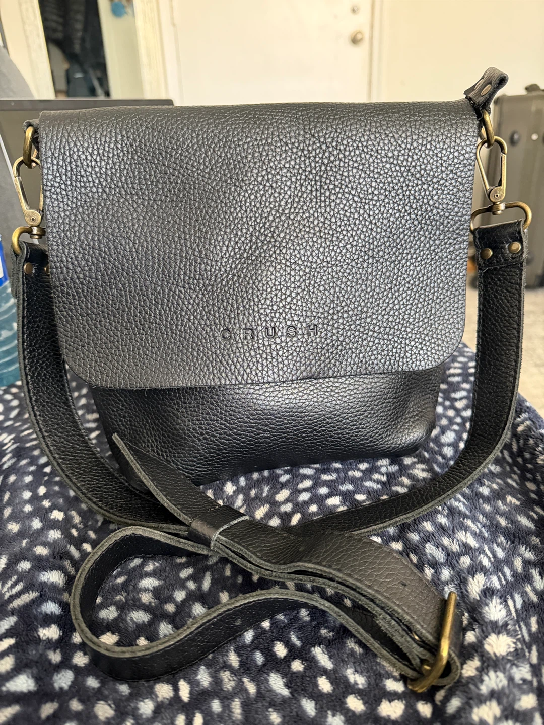 CRUSH Leather Crossbody Bag - Black - photo 2