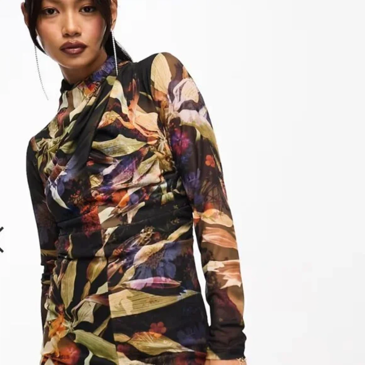 ALLSAINTS Tia Tippi Floral Print Mesh Midi 🏆