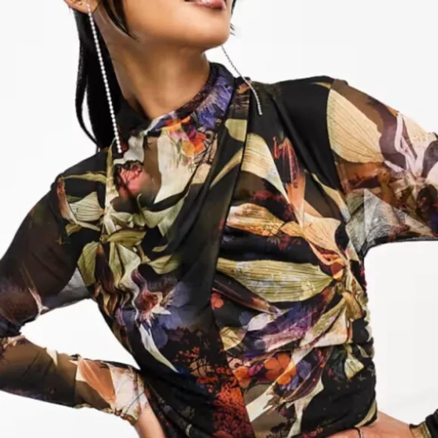 ALLSAINTS Tia Tippi Floral Print Mesh Midi 🏆 - photo 2