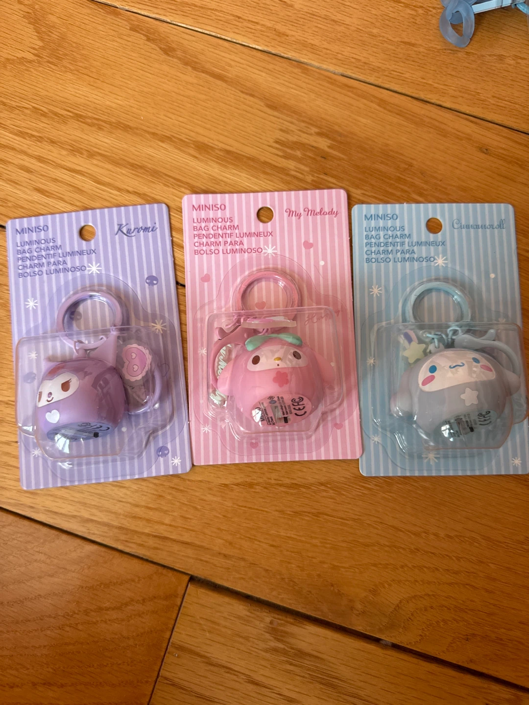MINISO Luminous Bag Charms (Kuromi, My Melody, Cinnamoroll)