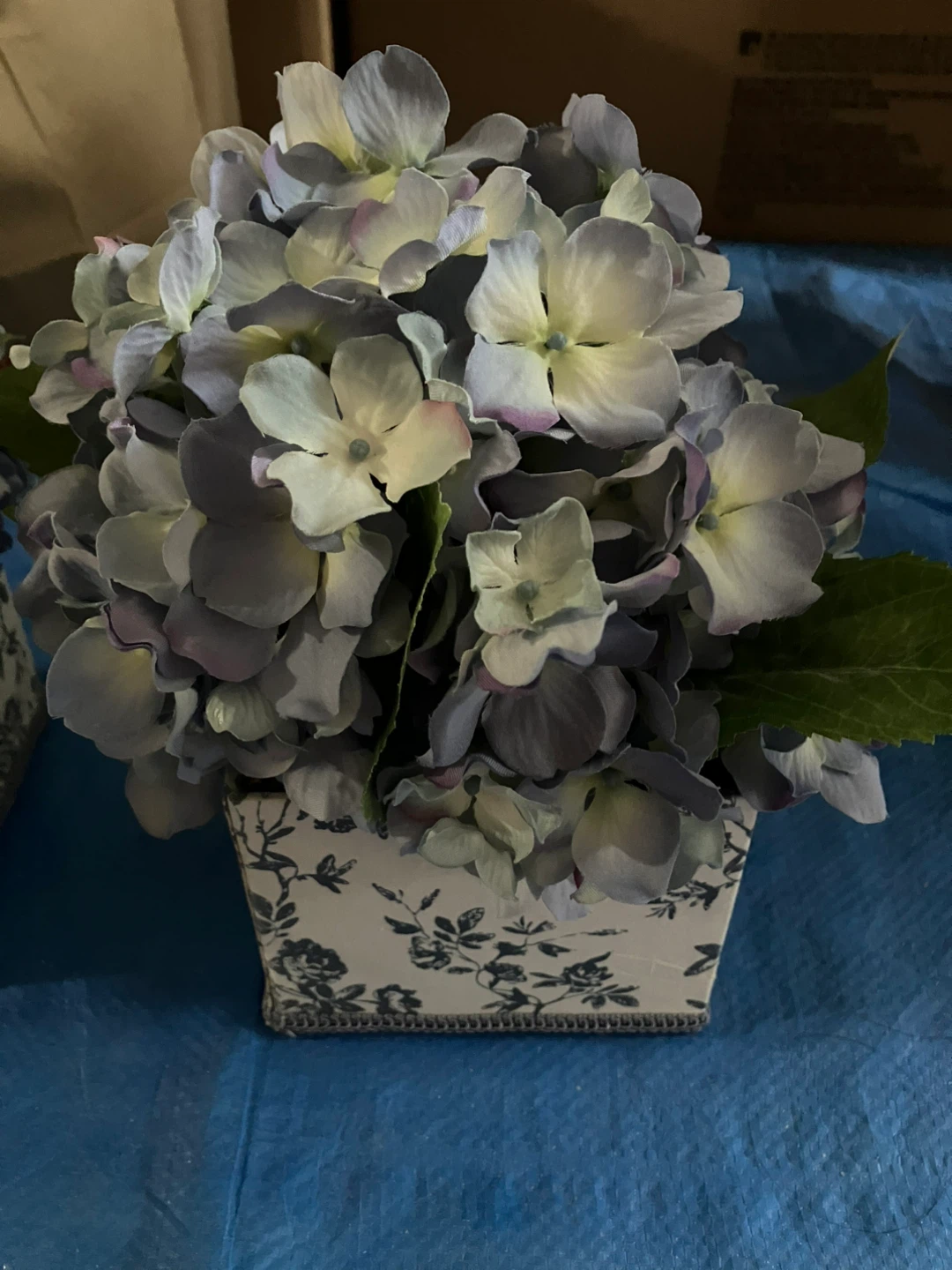 Artificial Hydrangea Floral Arrangement in Decorative Pot