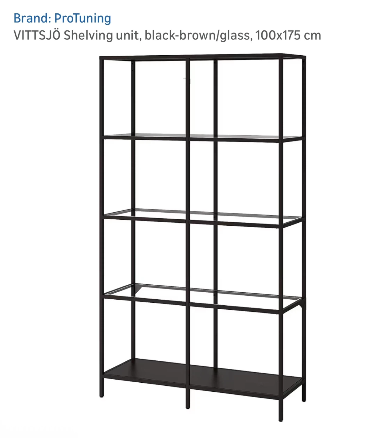 VITTSJÖ Shelving Unit - Black-Brown/Glass