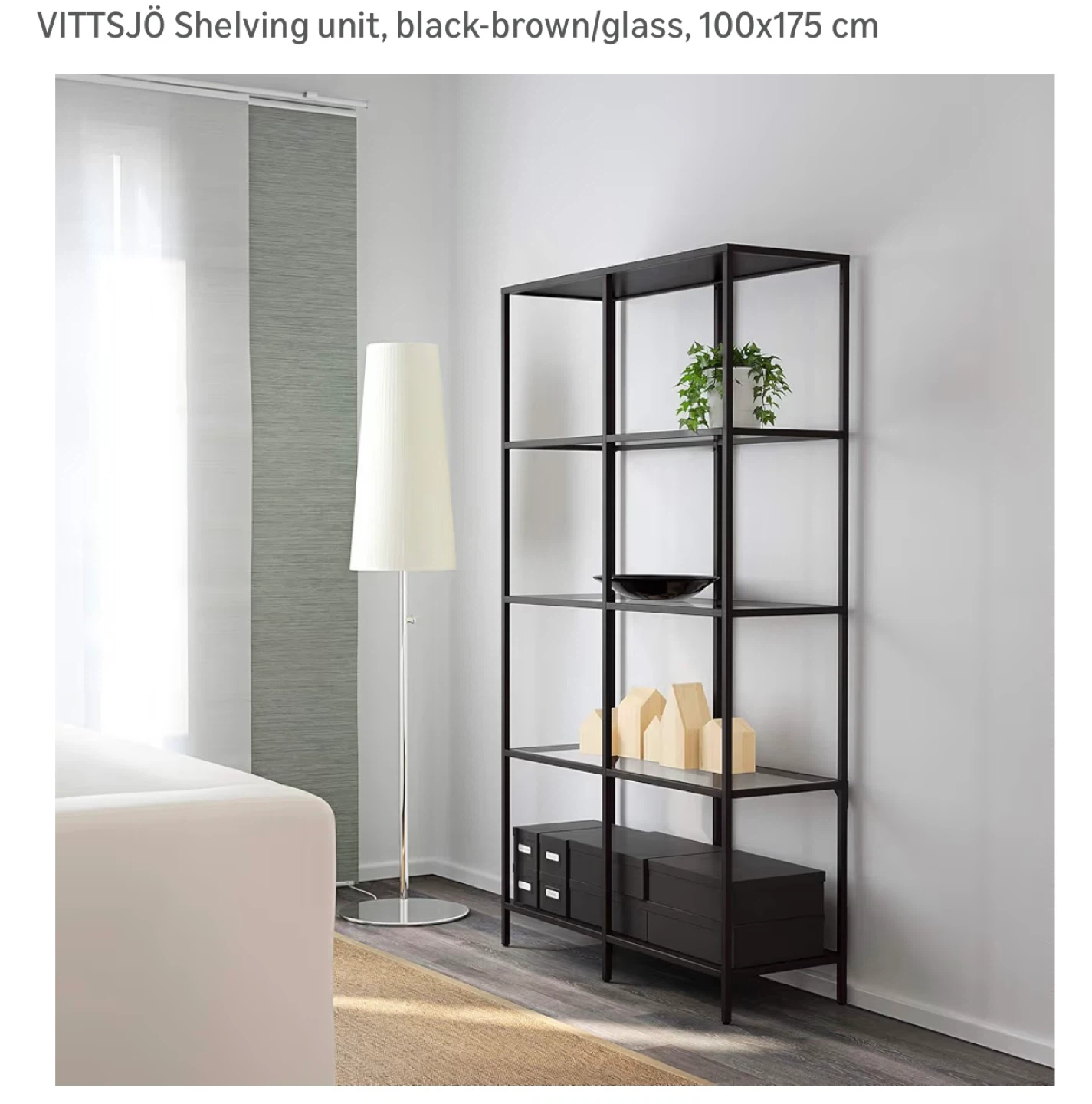 VITTSJÖ Shelving Unit - Black-Brown/Glass - photo 2