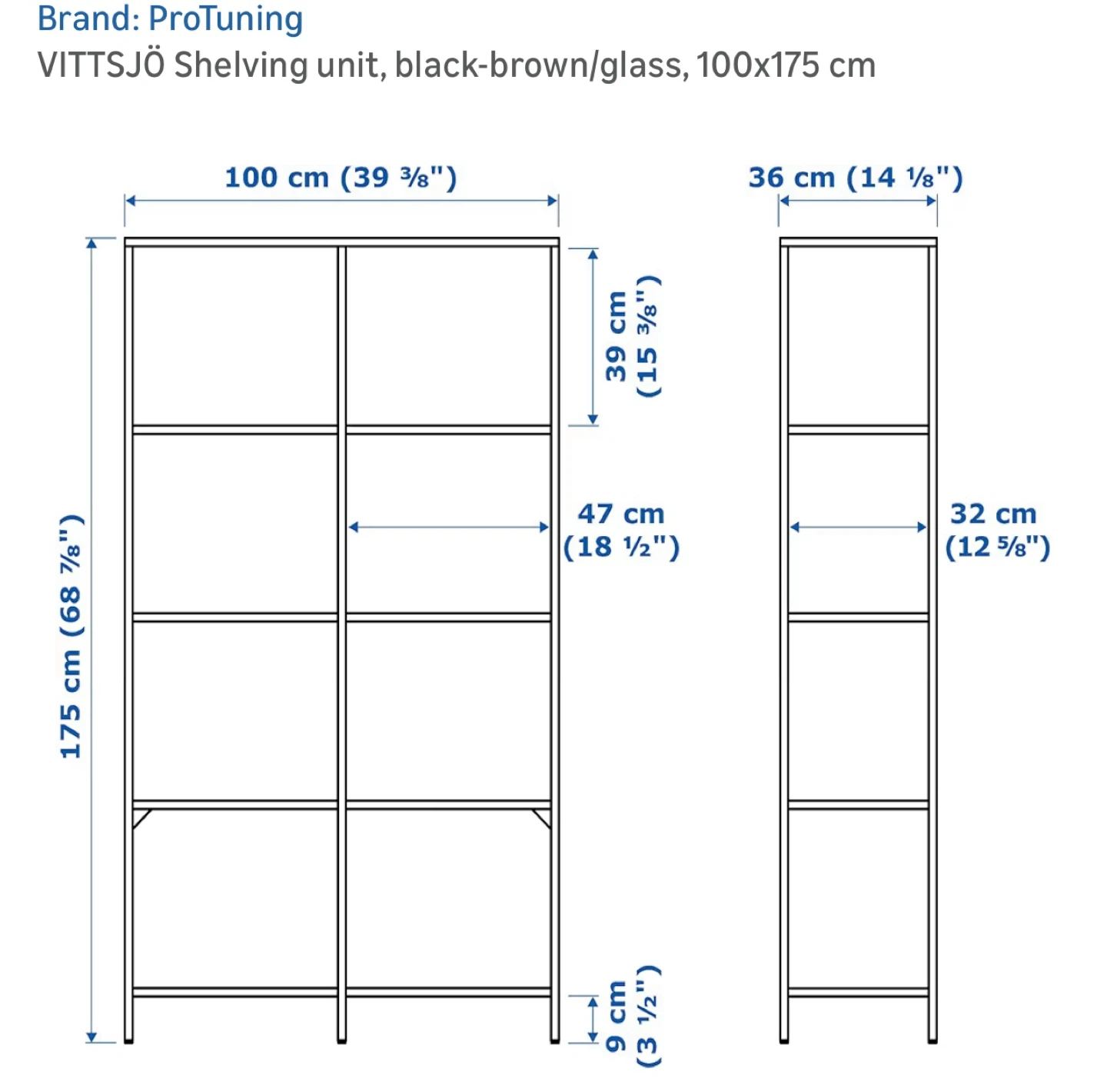 VITTSJÖ Shelving Unit - Black-Brown/Glass - photo 3