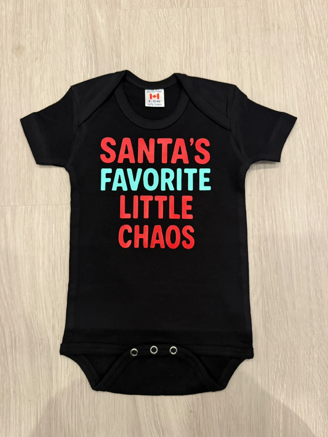 Black Baby Onesie - Santa's Favorite Little Chaos / Silent Night - photo 2
