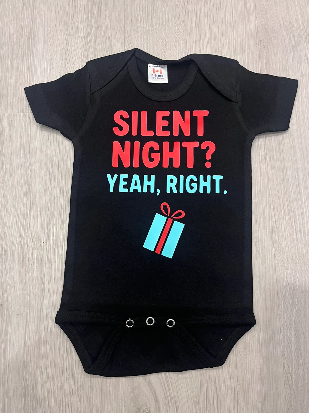 Black Baby Onesie - Santa's Favorite Little Chaos / Silent Night
