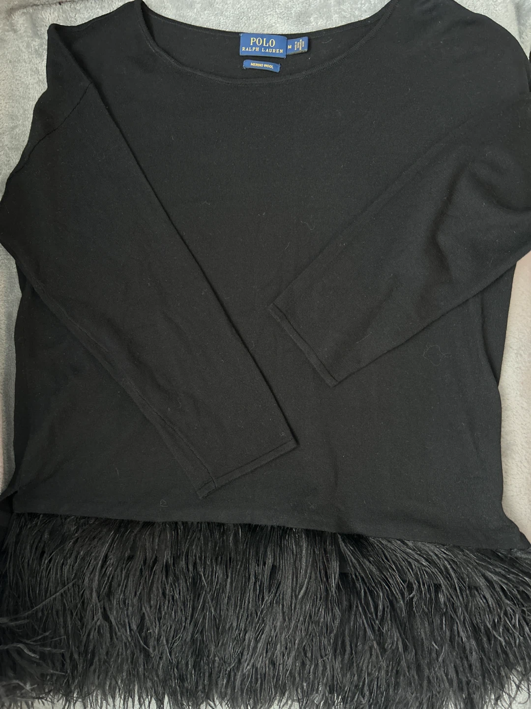 Polo Ralph Lauren Merino Wool Sweater with Feather Trim - Size M