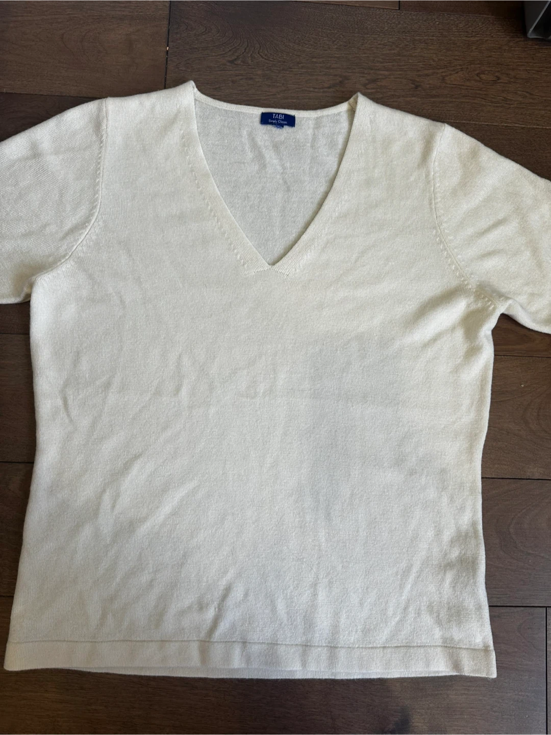 TABI Simply Classic V-Neck Short Sleeve Sweater - Cream - photo 2
