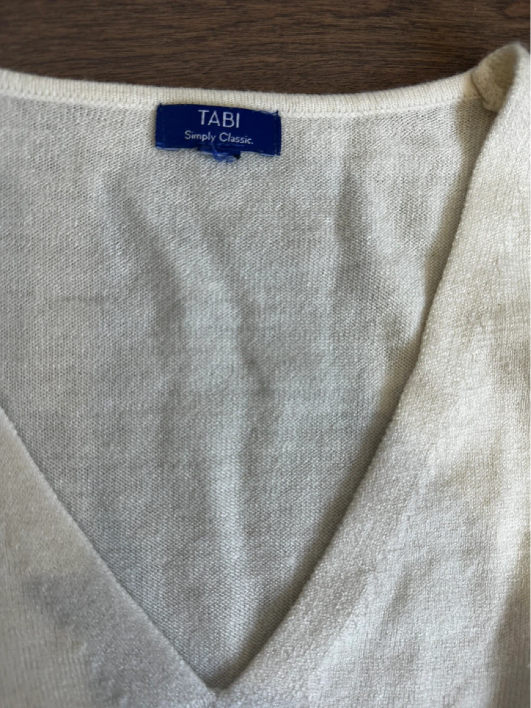 TABI Simply Classic V-Neck Short Sleeve Sweater - Cream - photo 3