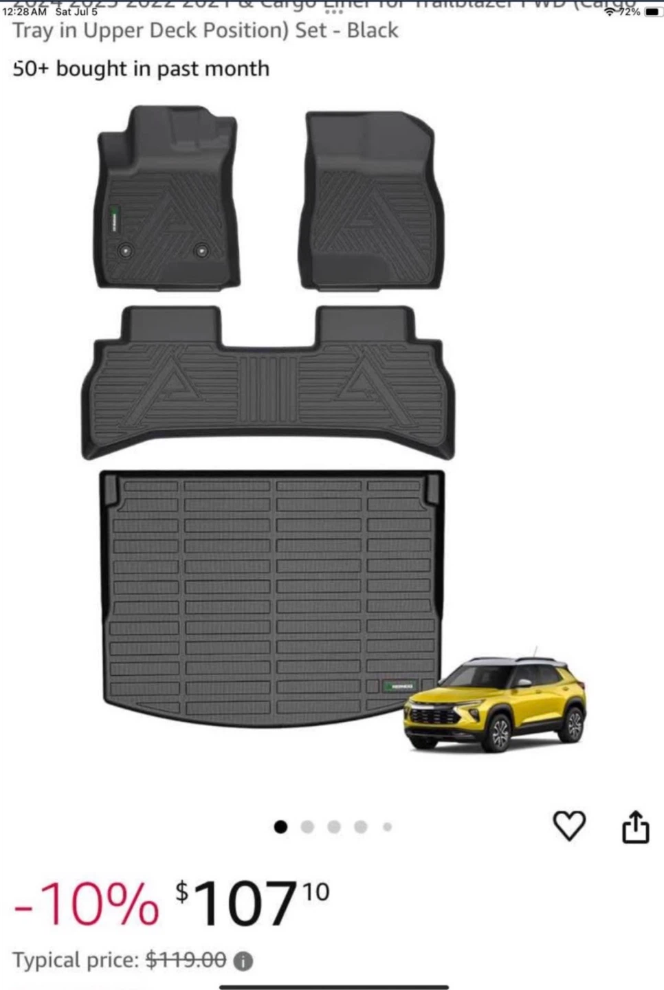 Chevy Trailblazer FWD 2021-2025 All Weather Floor Liners - photo 5