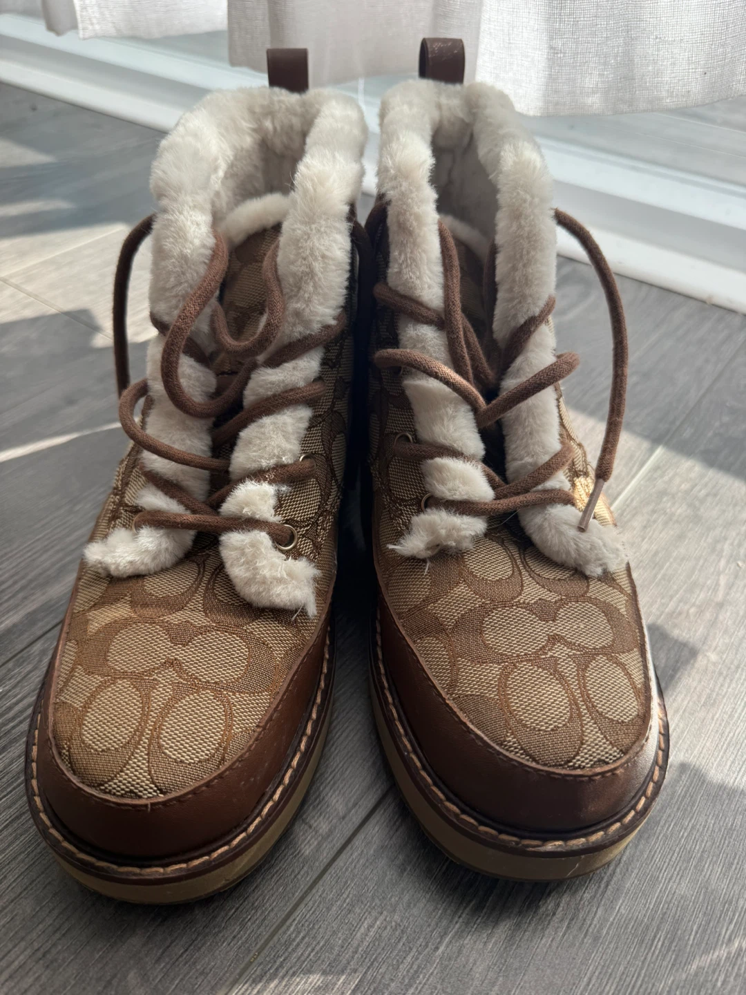Coach Signature Fur Lined Winter Boots