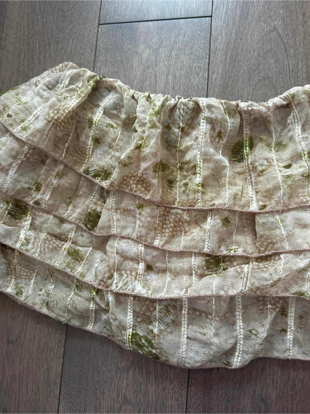 Missguided Tiered Ruffle Mini Skort - Brown/Green - photo 3