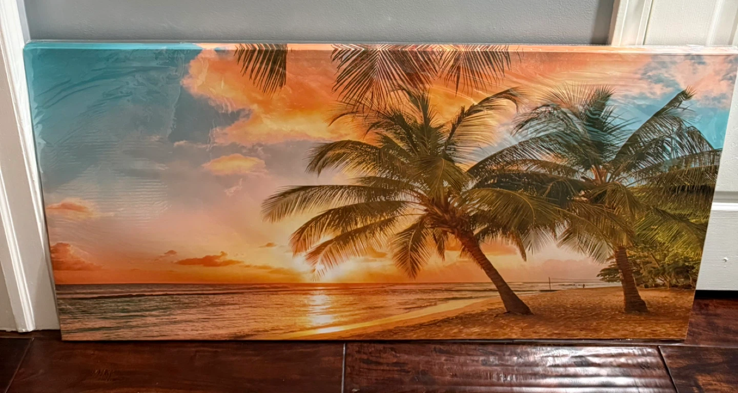 Canvas Wall Art Tropical Beach Sunset Palm Trees Painting