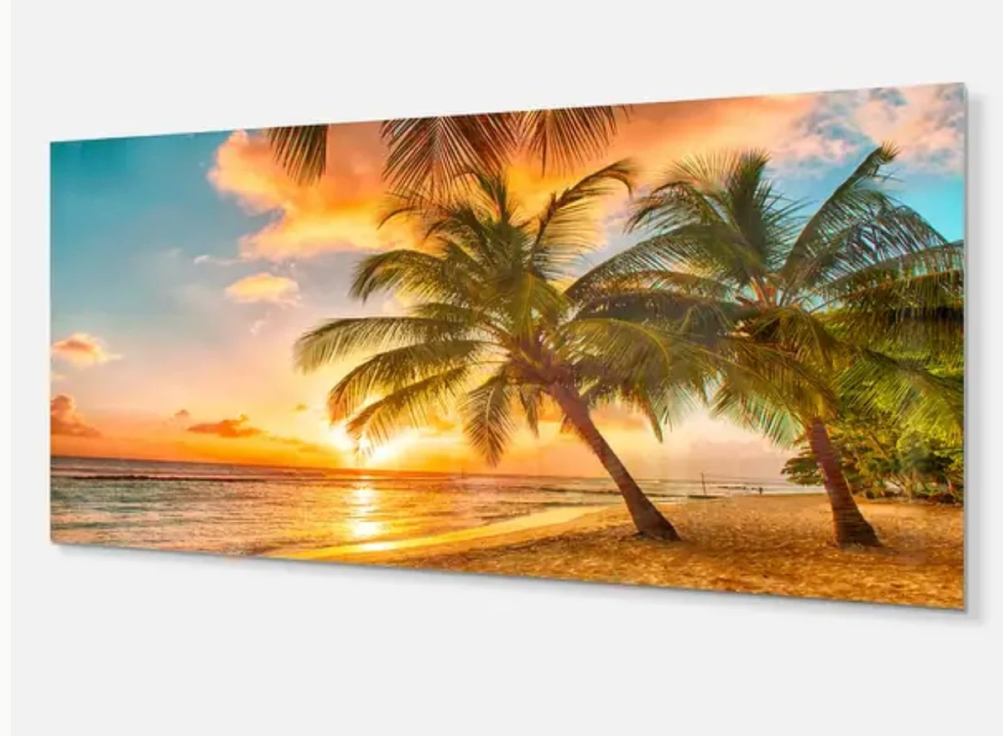 Canvas Wall Art Tropical Beach Sunset Palm Trees Painting - photo 3