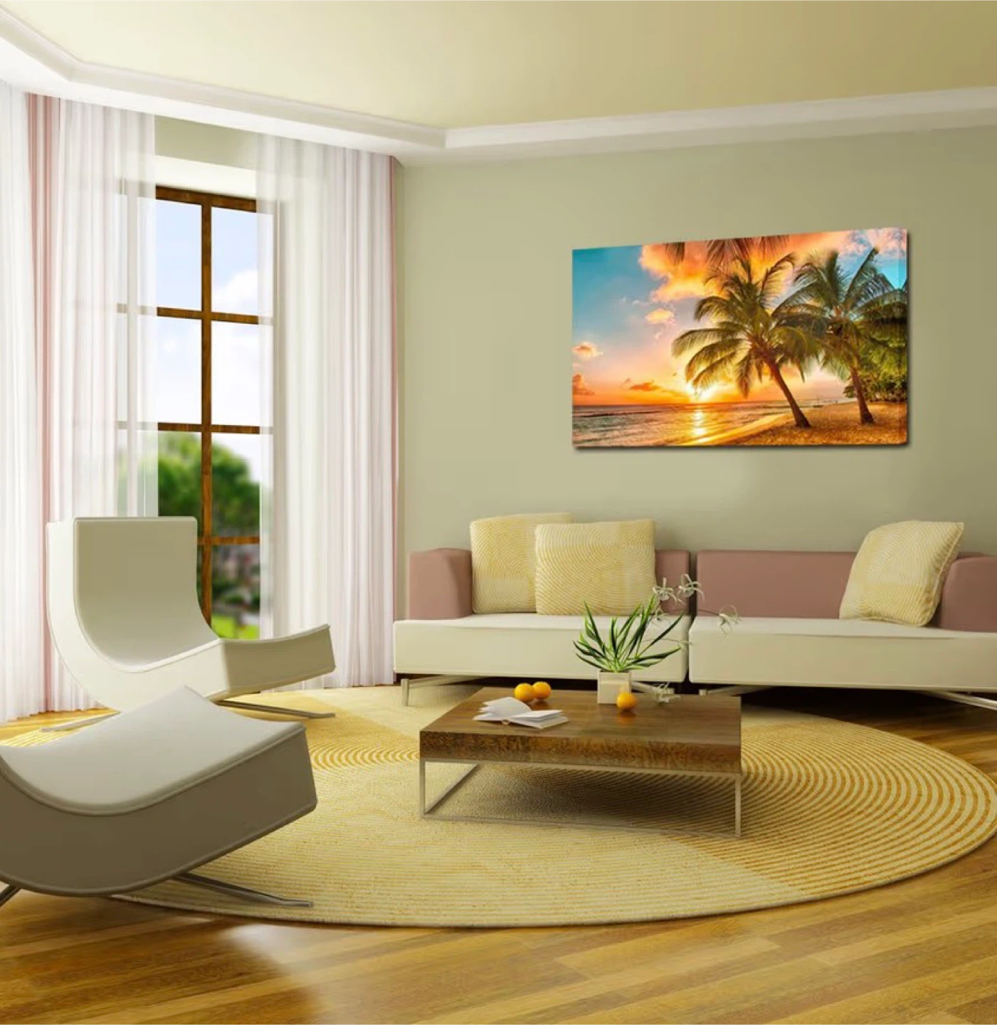 Canvas Wall Art Tropical Beach Sunset Palm Trees Painting - photo 5