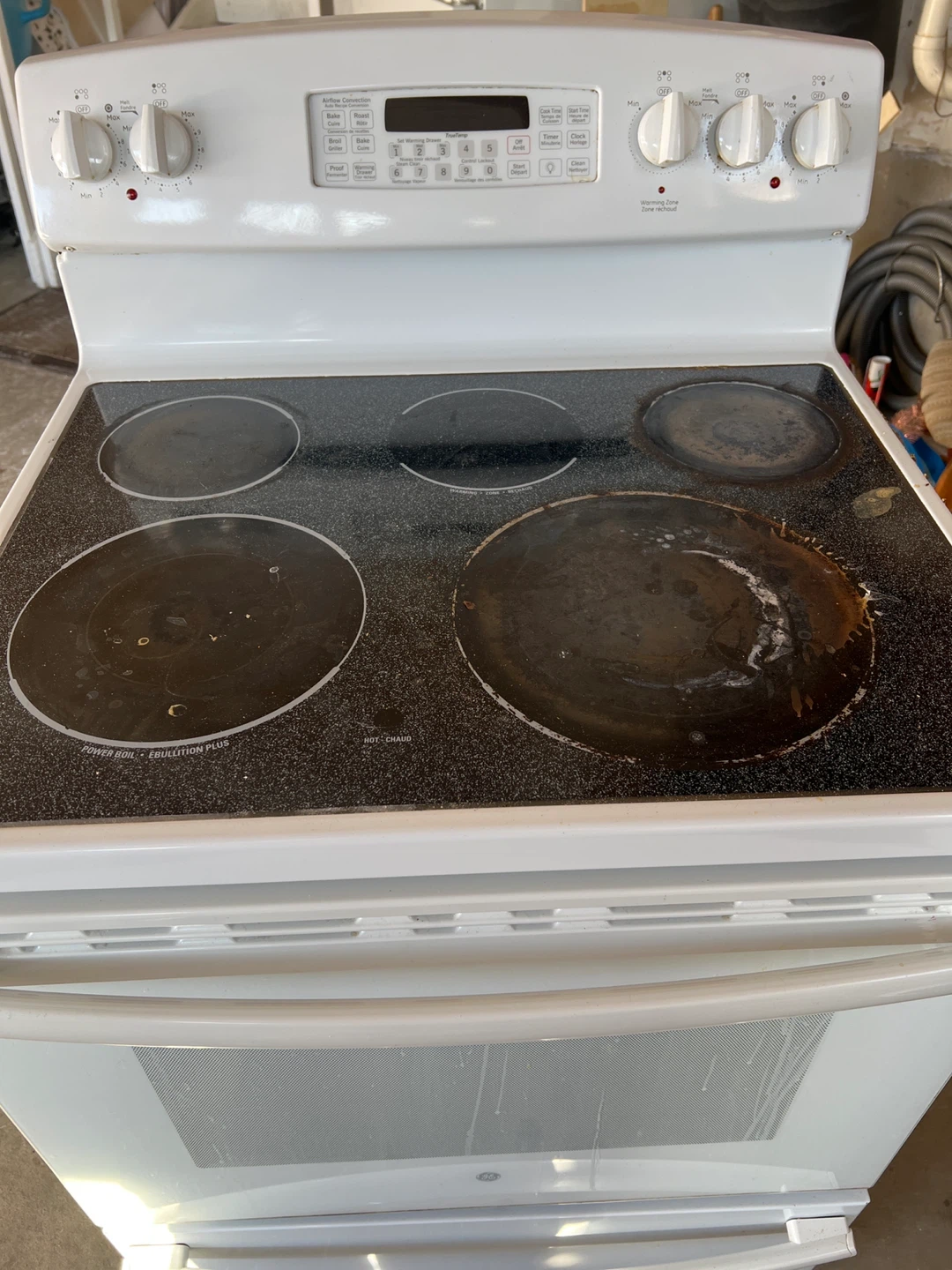 White GE Electric Stove with Power Boil
