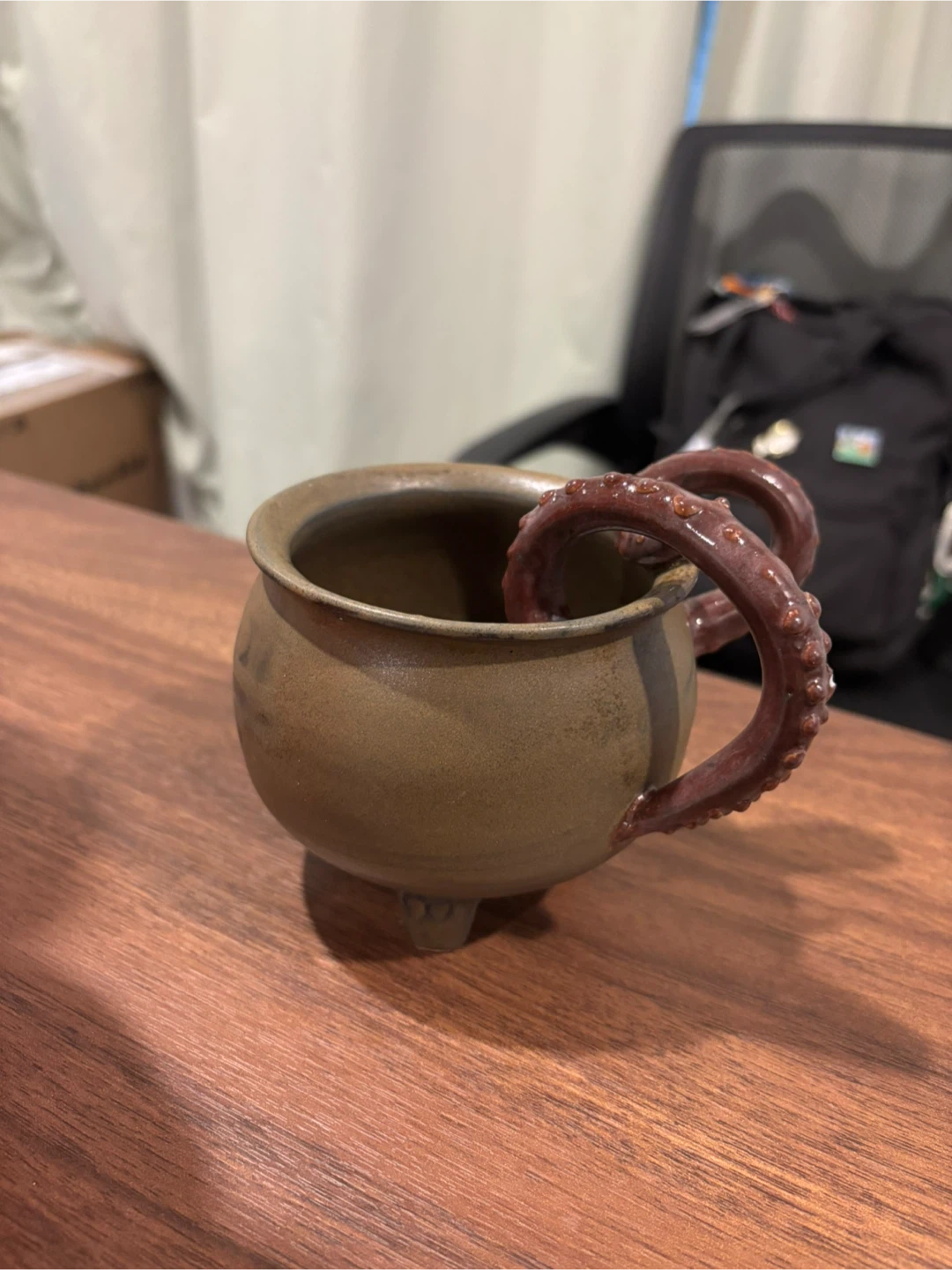Handmade Ceramic Mug with Tentacle Handle