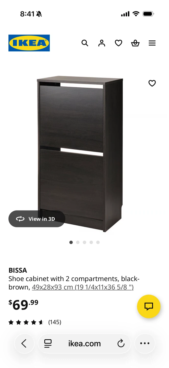 IKEA BISSA Shoe Cabinet - Black-Brown