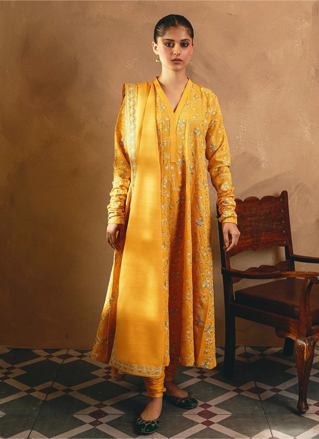 Agha Noor Embroidered anarkali with Dupatta