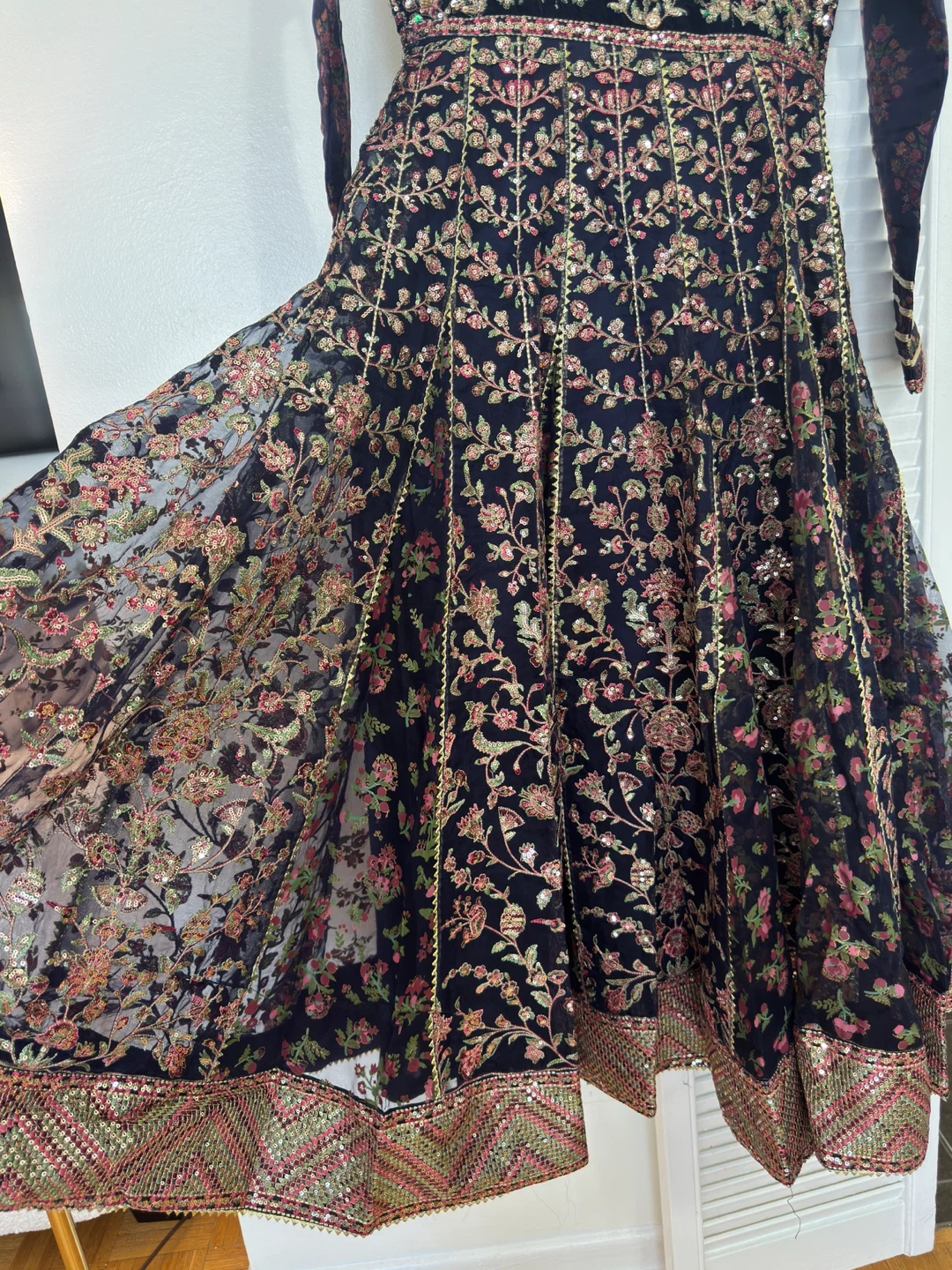 Hussain Rehar Navy Blue Embroidered Anarkali Dress - photo 4