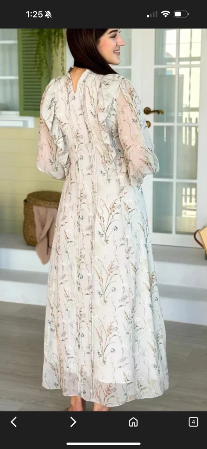 Sowears Sheer Floral Ruffle Maxi Dress