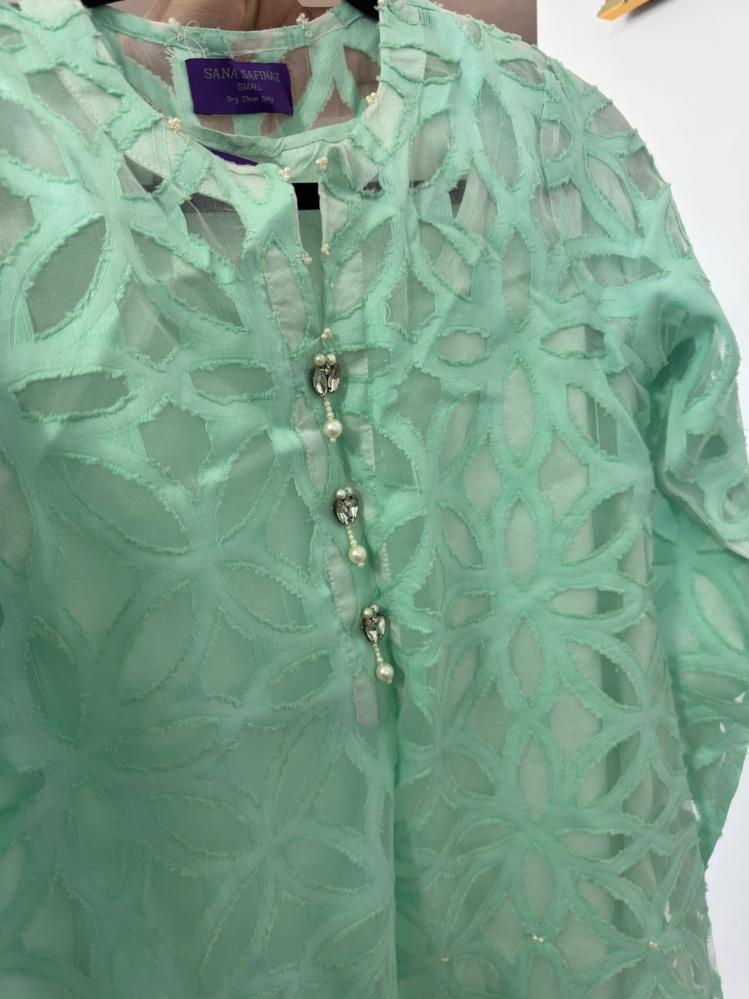Sana Safinaz Mint Green Embroidered Kurti - Small - photo 4