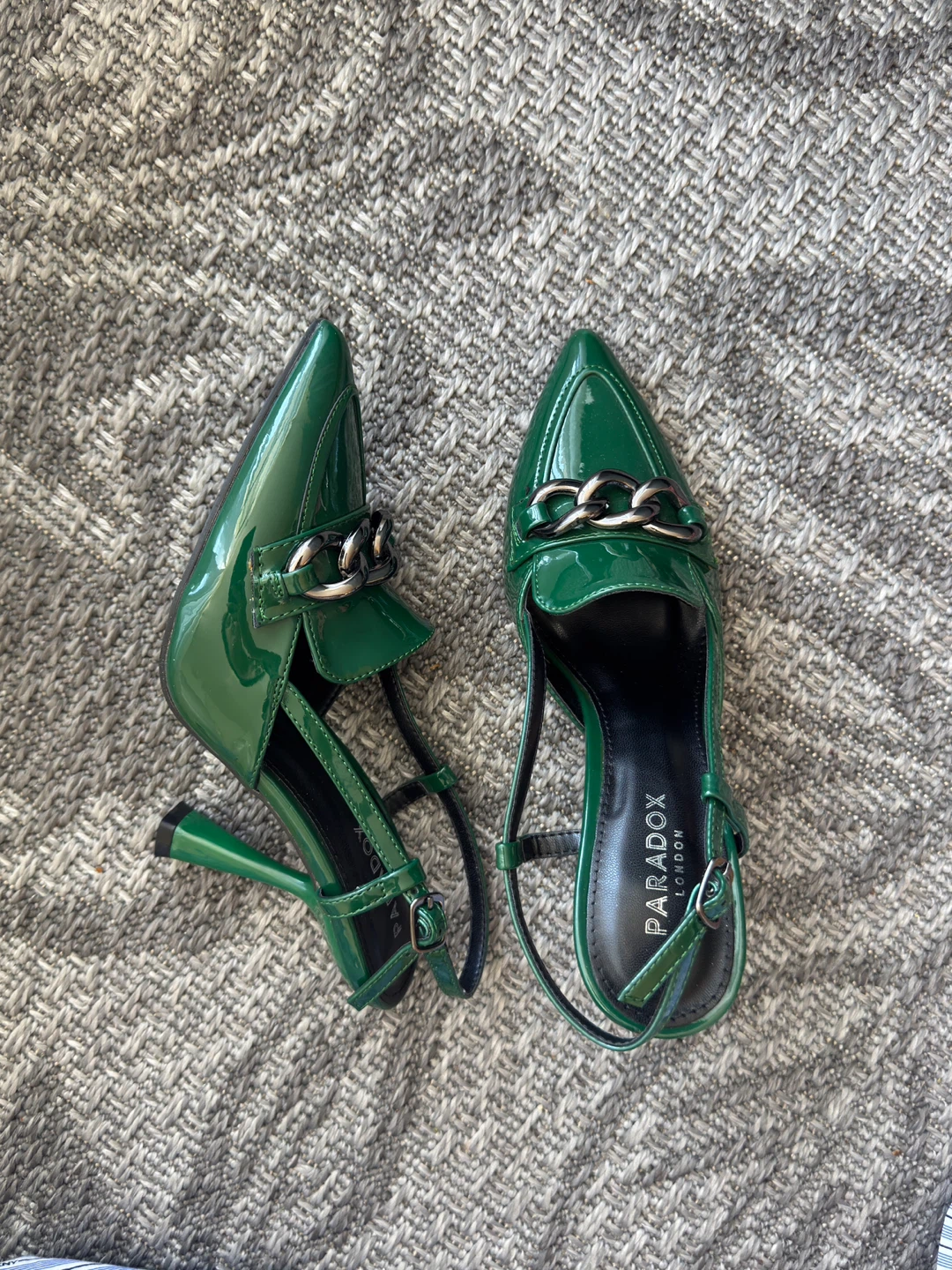 Paradox London Green Patent Chain Detail Heels - photo 4
